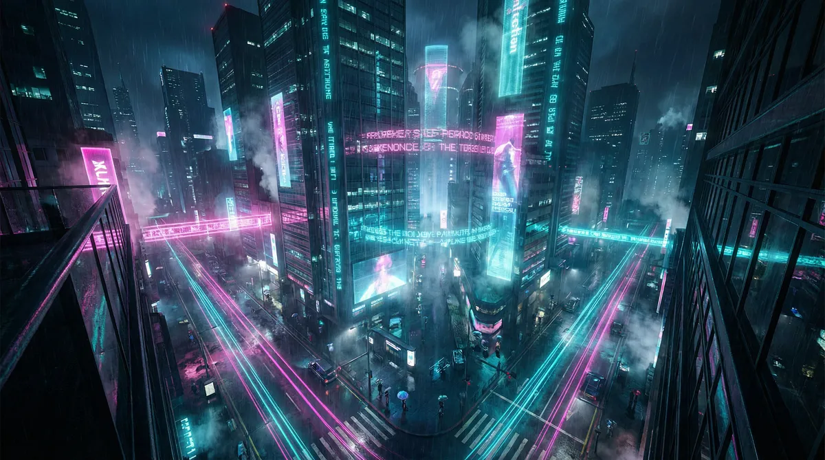 狼人出什么装备 竖屏短剧平台首页背景 - 赛博朋克都市夜景